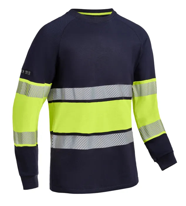 T-SHIRT LÅNGÄRM INHERENT VARSEL PRESSURE 430-1 MARIN/GUL