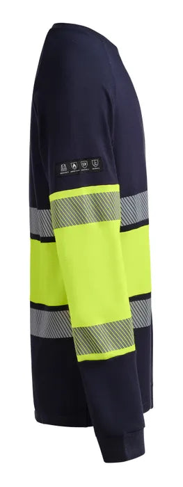 T-SHIRT LÅNGÄRM INHERENT VARSEL PRESSURE 430-1 MARIN/GUL